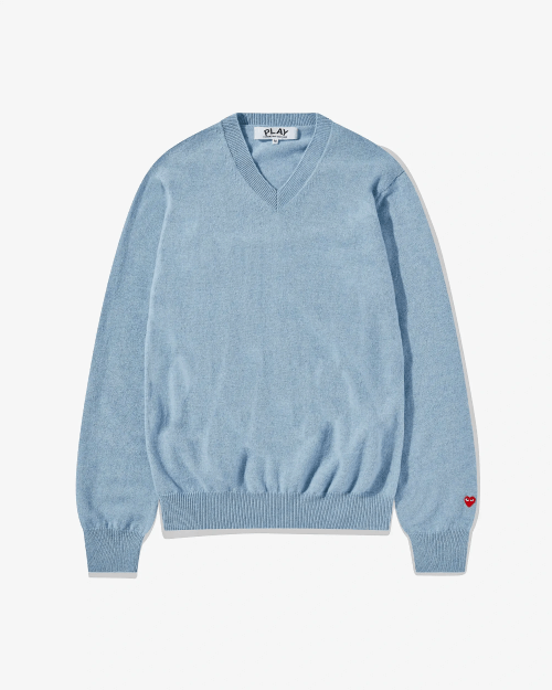 CDG-Men-Lambswool-V-Neck-Sweater-Blue.png