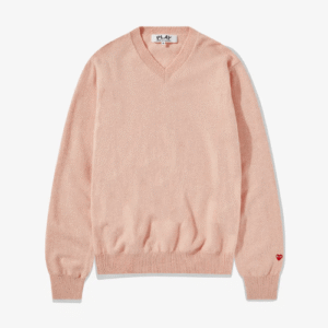 CDG Men Lambswool V Neck Sweater Pink