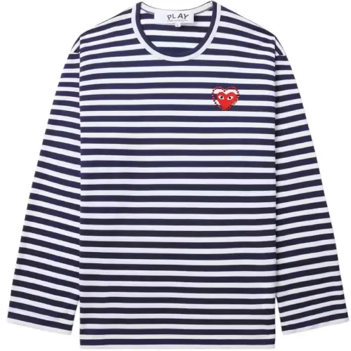 CDG-PLAY-Metalstone-Heart-Striped-LS-Tee-Navy-White.webp