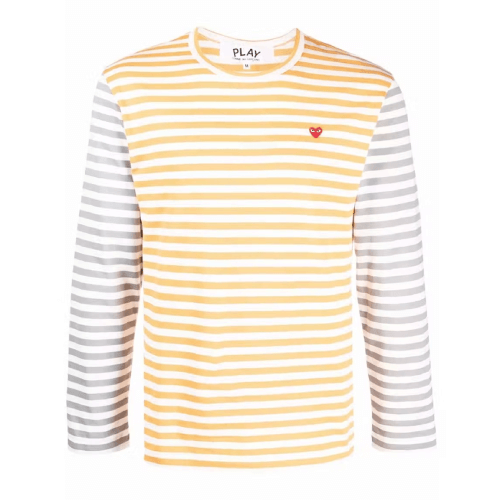 CDG-Play-Embroidered-Logo-Striped-Long-Sleeve-Tee-Yellow-Grey.png