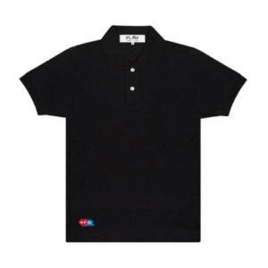 CDG Play Polo Red Invader Heart and Blue Emblem