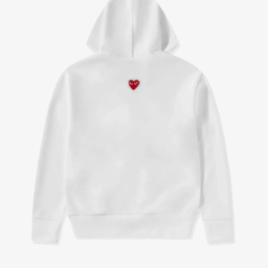 CDG Play Unisex Reverse Red Heart Zip Hooded White