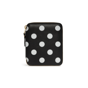 CDG Wallet Polka Dots Printed Full Zip Around Wallet Black SA2100PD